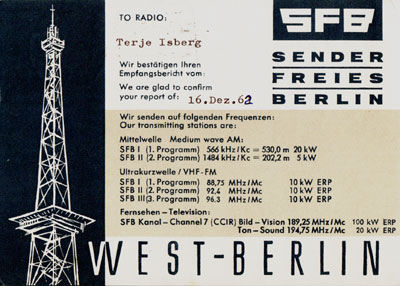 Sender Freies Berlin, West Germany, 1963