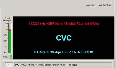 Transmission on 11815 kHz from CVC Radio DRM on 15th August 2005  transmitting from Moosbrunn, Austria