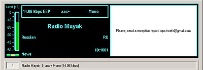 DRM Test SFN Transmission from Radio Mayak (RUS)